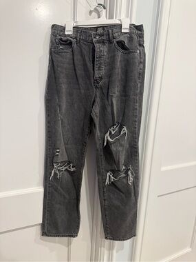 BDG Women's Gray Distressed Straight Leg Jeans